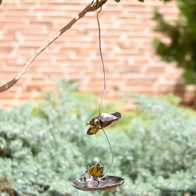 Mangeoire trois oiseaux sur fil