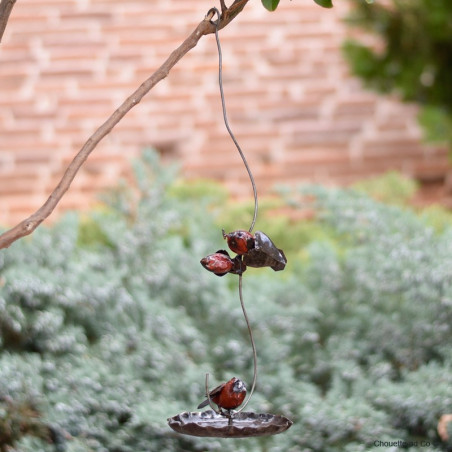 Mangeoire trois oiseaux sur fil