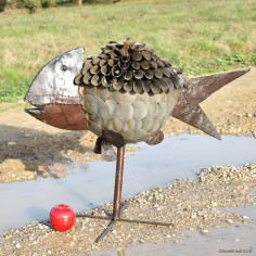 Poison rotatif à dos fleur argenté cuivré