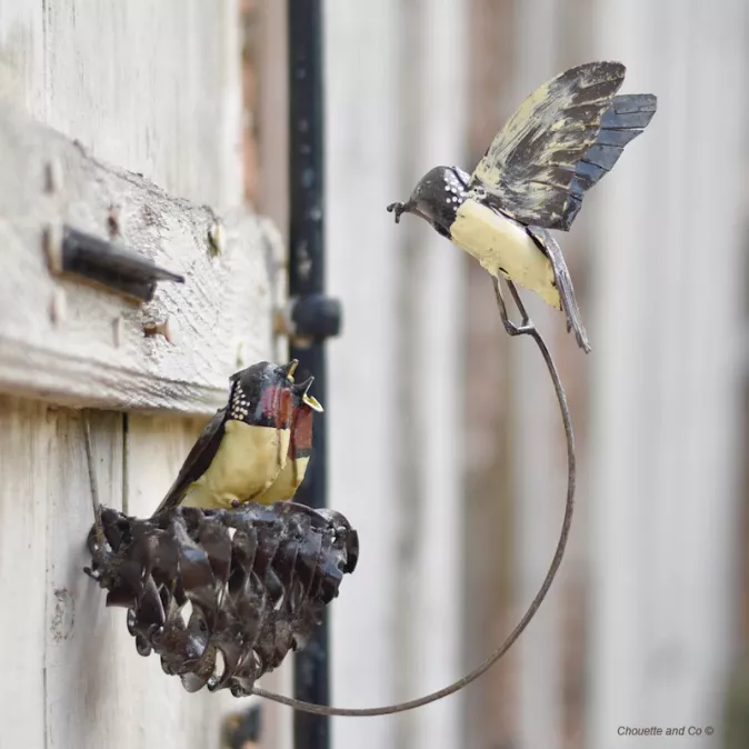Nid d'hirondelle et ses deux petits