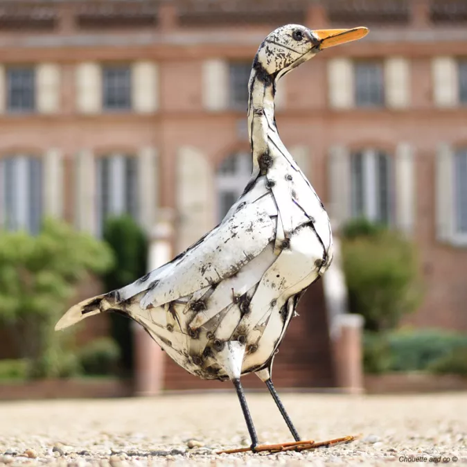 oie blanche métal recyclé décoration jardin