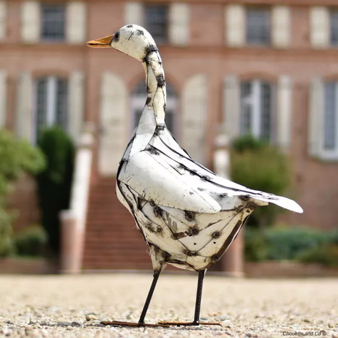 oie blanche métal recyclé décoration jardin