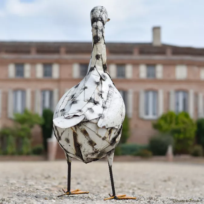 oie blanche métal recyclé décoration jardin