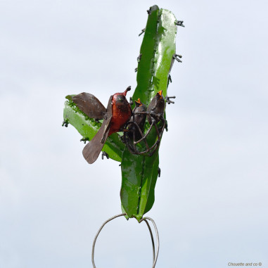 Cactus peint et oiseau couleur