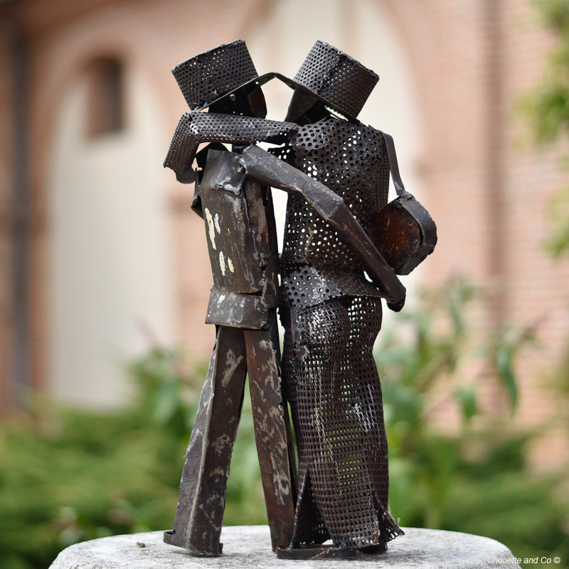 Couple Amoureux Metal Recycle Decoration Jardin Couple Amoureux Metal Recycle Decoration Jardin