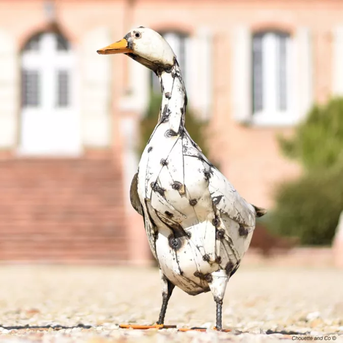 oie blanche métal recyclé décoration jardin