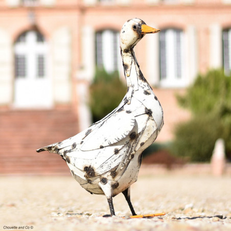 oie blanche métal recyclé décoration jardin