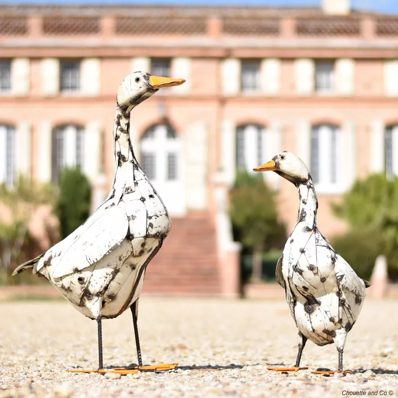 oie blanche métal recyclé décoration jardin