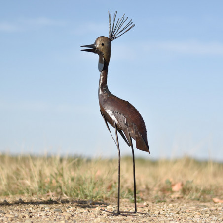 grue couronnée métal recyclé décoration jardin