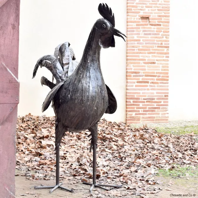 Coq lamelles en metal recyclé
