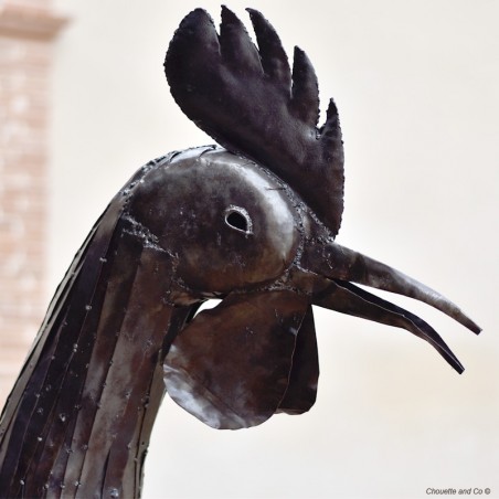 Coq lamelles en metal recyclé