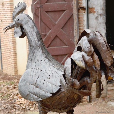 Coq lamelles en metal recyclé