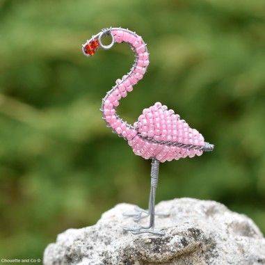 Flamant rose en perles