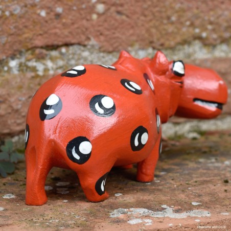 Hippopotame en bois peint à la main