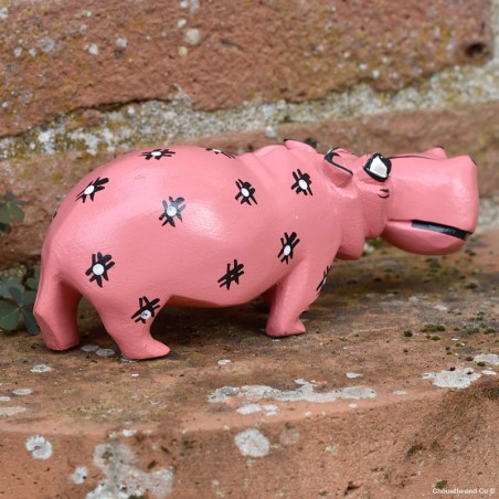 Hippopotame en bois peint à la main