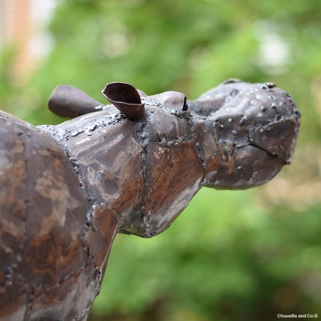Hippopotame naturel en métal