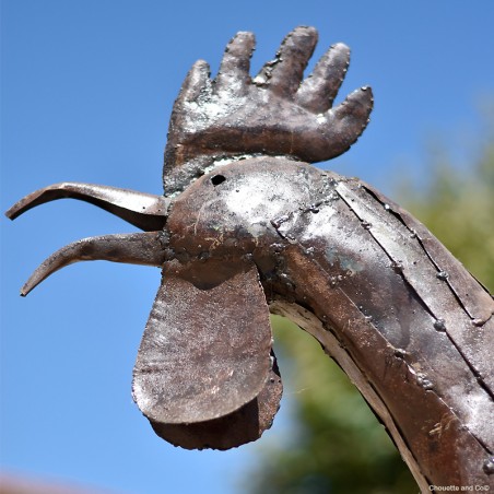 Couple Coq et poule métal brut