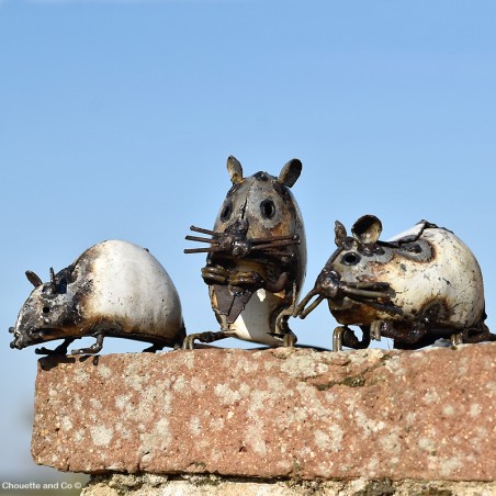 Souris blanche métal recyclé décoration jardin