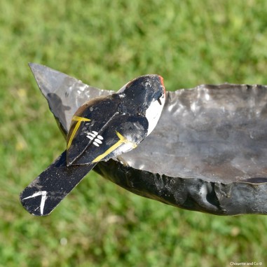 Mangeoire coeur un oiseau sur tuteur