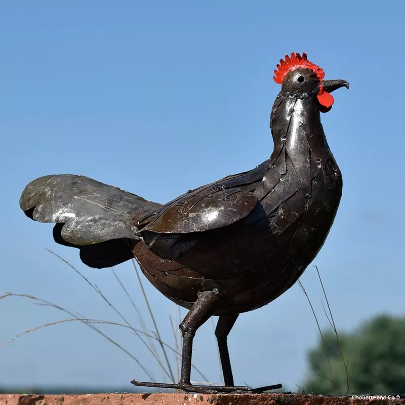 poule lamelle gm métal recyclé décoration jardin
