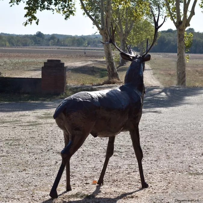 Cerf en métal recyclé, sculpture XXL pièce unique
