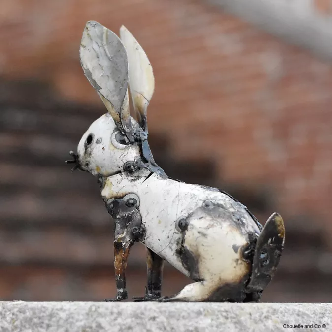 lapin métal recyclé décoration jardin