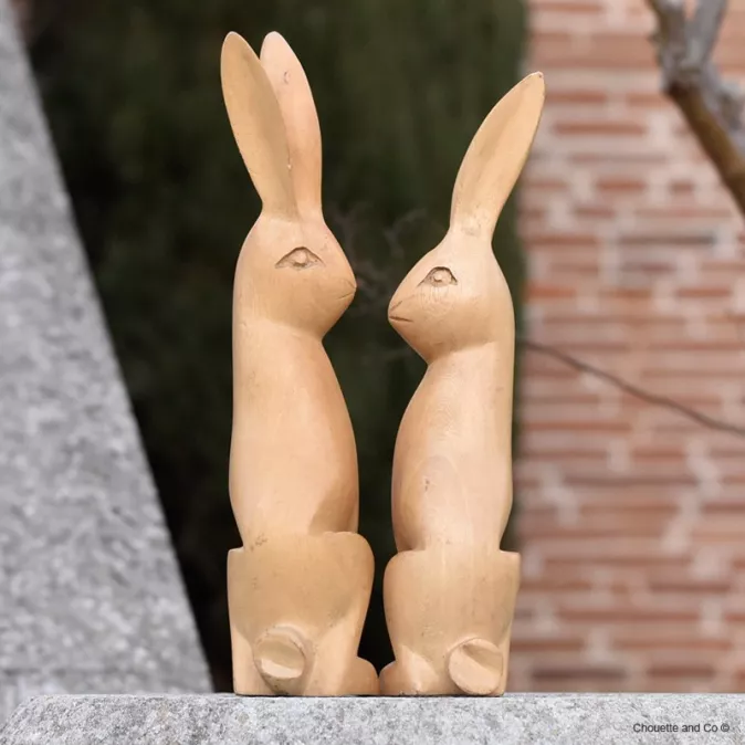 Couple de lapin en bois