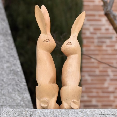 Couple de lapin en bois