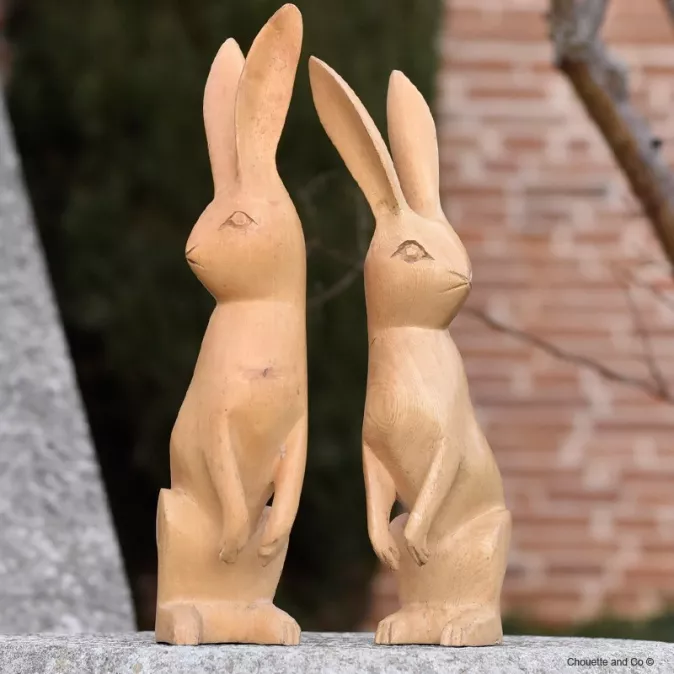 Couple de lapin en bois