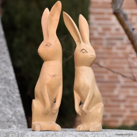 Couple de lapin en bois