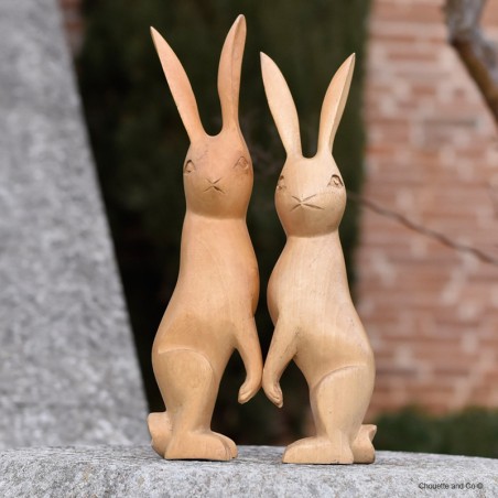 Couple de lapin en bois