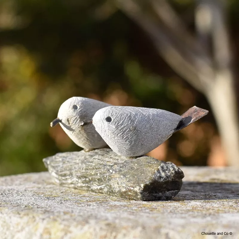 Couple Oiseaux pierre et métal
