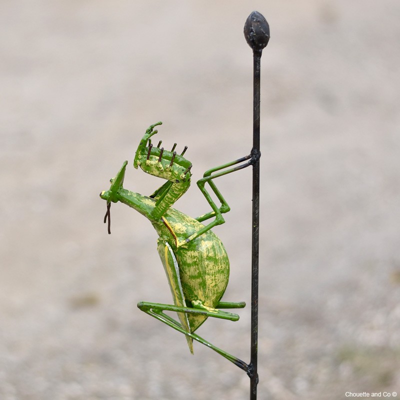 Lot De 3 Statues Mantes Religieuses En Métal - Décoration Jardin, Mur, Intérieur - Vert - Hauteur Jusqu'à 22cm