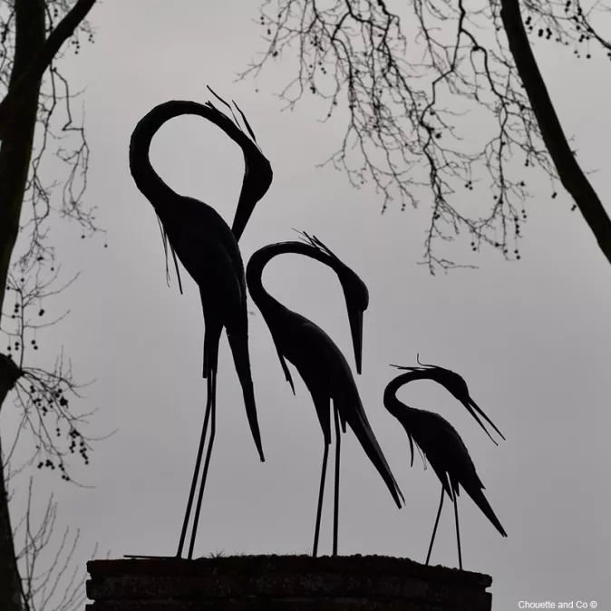 héron métal recyclé décoration jardin