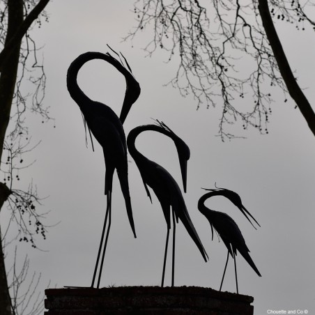 héron métal recyclé décoration jardin