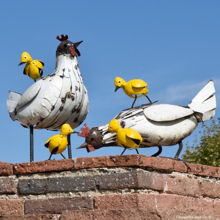 poule blanche métal recyclé décoration jardin
