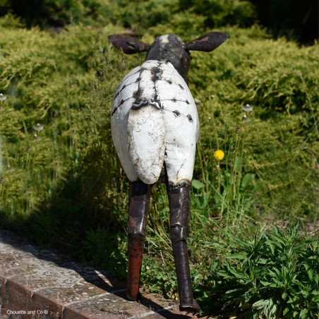 Mouton blanc en métal blanc et naturel