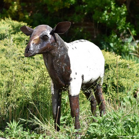 Mouton blanc en métal blanc et naturel