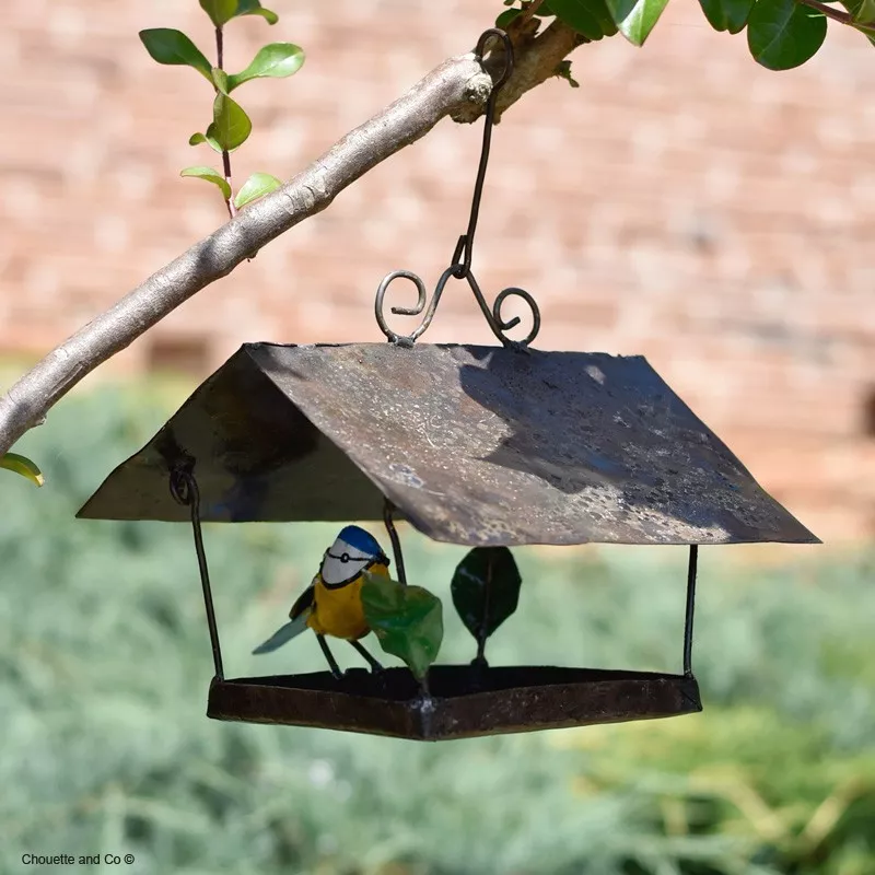 Mangeoire maison et son oiseau coloré