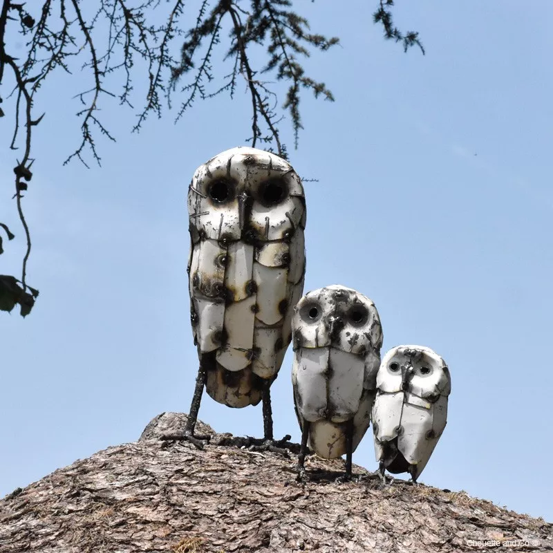 chouette blanche métal