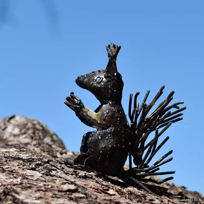 écureuil métal recyclé décoration jardin