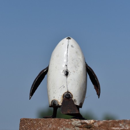 pingouin blanc métal recyclé décoration jardin