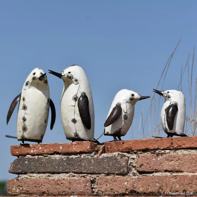 pingouin blanc métal recyclé décoration jardin
