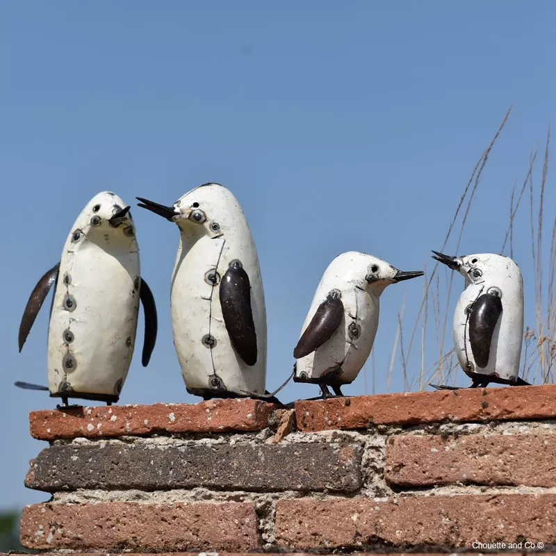 pingouin blanc métal recyclé décoration jardin