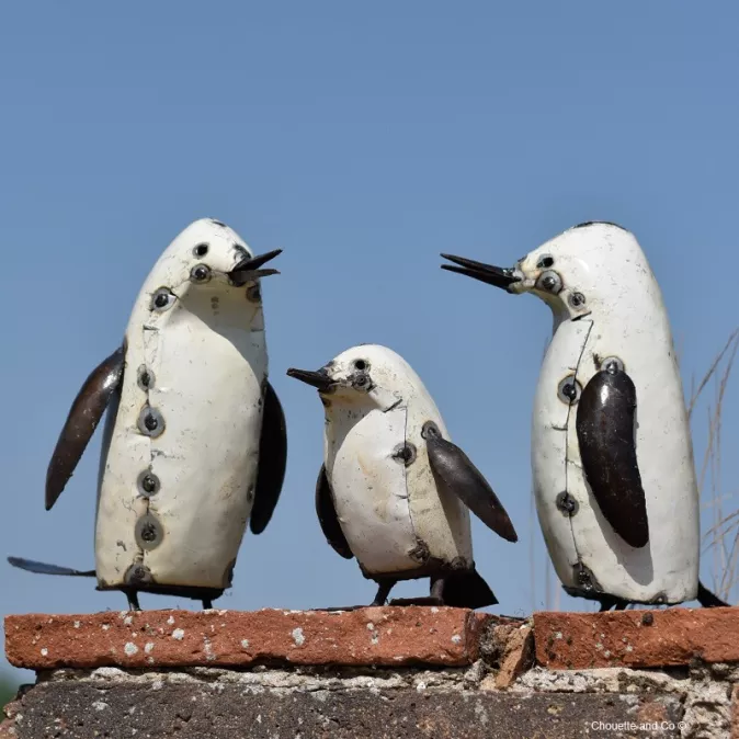 pingouin blanc métal recyclé décoration jardin