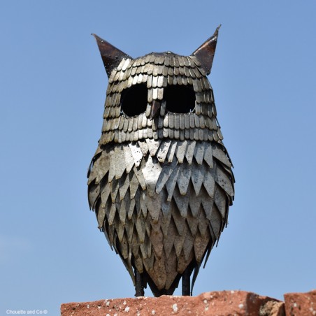 hibou galvanisé métal recyclé décoration jardin