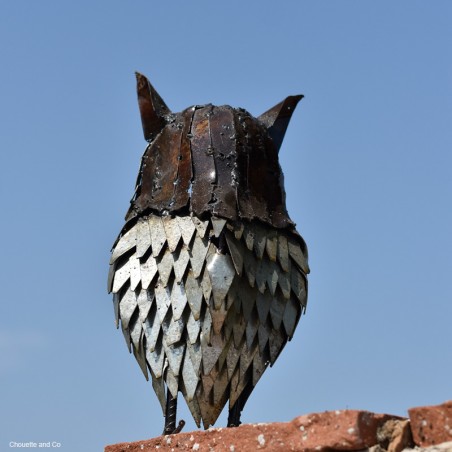 hibou galvanisé métal recyclé décoration jardin
