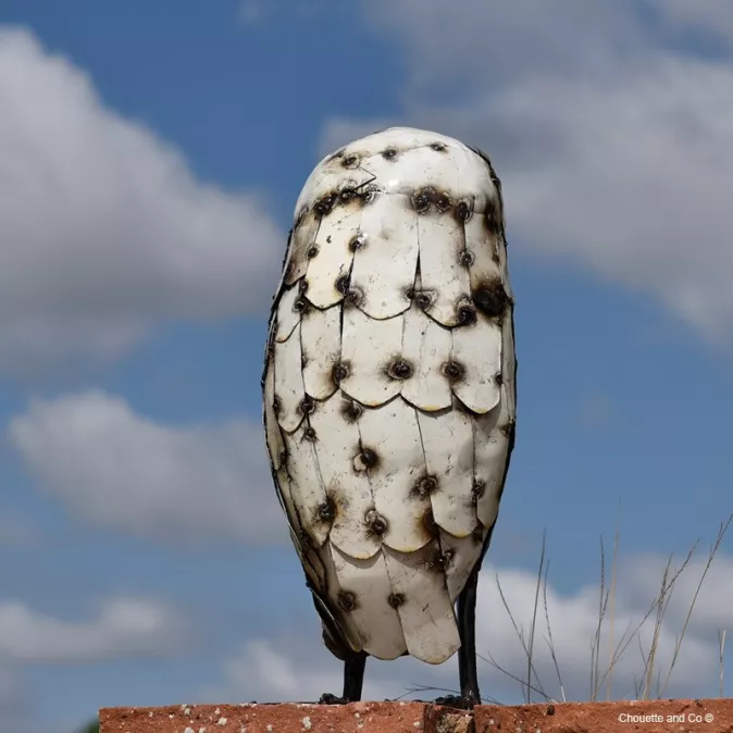 chouette blanche métal