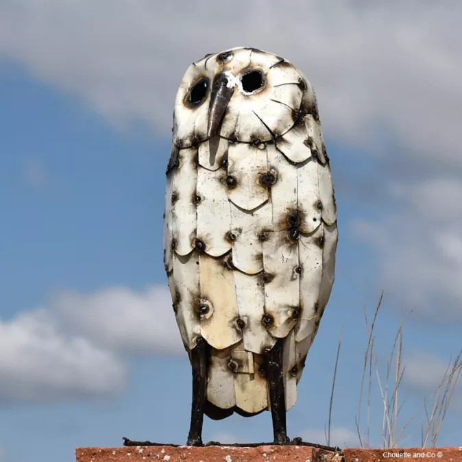 chouette blanche métal