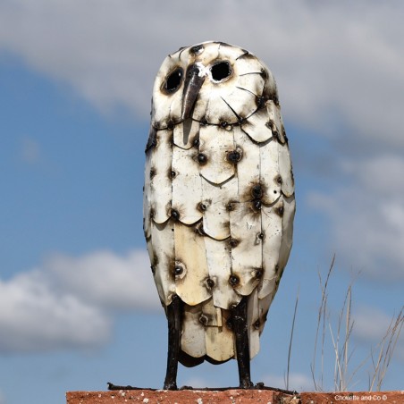 chouette blanche métal